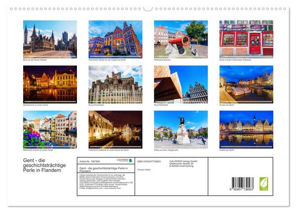 Produktbild: Gent - die geschichtstr&auml;chtige Perle in Flandern (hochwertiger Premium Wandkalender 2026 DIN A2 quer), Kunstdruck in Hochglanz
