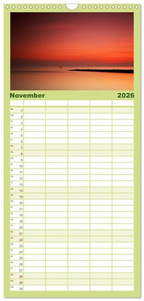 Produktbild: Familienplaner 2026 - B&uuml;sum - Urlaub an der Nordsee mit 5 Spalten (Wandkalender, 21 x 45 cm) CALVENDO