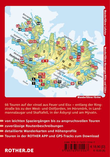 Produktbild: ROTHER Wanderf&uuml;hrer Island. 66 Touren auf der Insel aus Feuer und Eis &ndash; zu Wasserf&auml;llen, Gletschern und Vulkanen