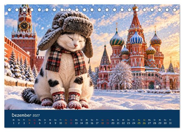 Produktbild: Eine Katze reist um die Welt (Tischkalender 2027 DIN A5 quer), CALVENDO Monatskalender