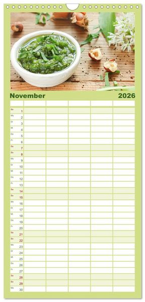 Produktbild: Familienplaner 2026 - essbare Bl&uuml;ten und Bl&auml;tter mit 5 Spalten (Wandkalender, 21 x 45 cm) CALVENDO