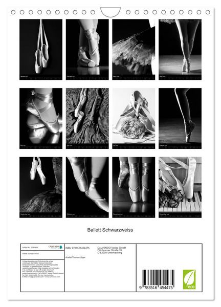 Produktbild: Ballett Schwarzweiss (Wandkalender 2026 DIN A4 hoch), CALVENDO Monatskalender