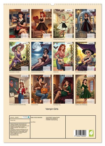 Produktbild: Vampir-Girls (hochwertiger Premium Wandkalender 2027 DIN A2 hoch), Kunstdruck in Hochglanz