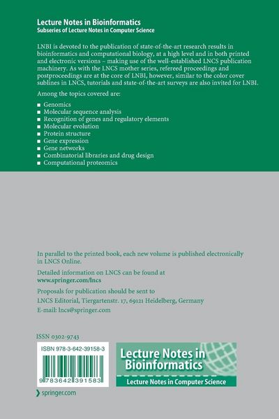 Produktbild: Pattern Recognition in Bioinformatics