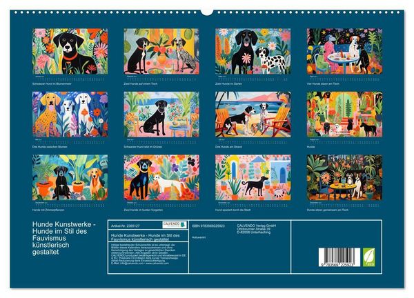 Produktbild: Hunde Kunstwerke - Hunde im Stil des Fauvismus k&uuml;nstlerisch gestaltet (hochwertiger Premium Wandkalender 2027 DIN A2 quer), Kunstdruck in Hochglanz