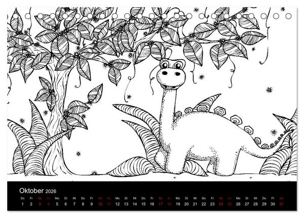 Produktbild: Bezaubernde Mini-Monster - Ein Ausmal-Kalender (Tischkalender 2026 DIN A5 quer), CALVENDO Monatskalender
