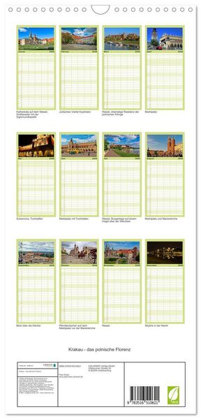 Produktbild: Familienplaner 2026 - Krakau - das polnische Florenz mit 5 Spalten (Wandkalender, 21 x 45 cm) CALVENDO