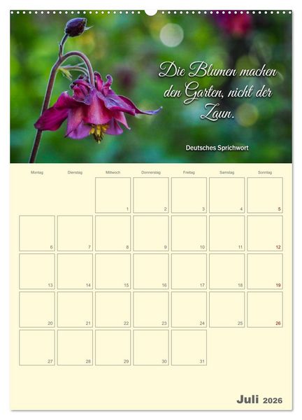 Produktbild: Gartenliebe (Wandkalender 2026 DIN A2 hoch), CALVENDO Monatskalender