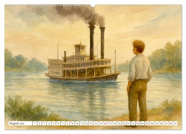 Produktbild: Mark Twain (hochwertiger Premium Wandkalender 2026 DIN A2 quer), Kunstdruck in Hochglanz