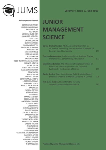 Junior Management Science, Volume 4, Issue 2, June 2019, Taschenbuch von Junior Management Science E. V., GRIN, 9783346081681