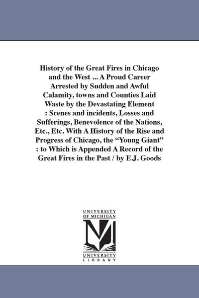 Produktbild: History of the Great Fires in Chicago and the West ... A Proud Career Arrested by Sudden and Awful Calamity, towns and Counties Laid Waste by the Deva