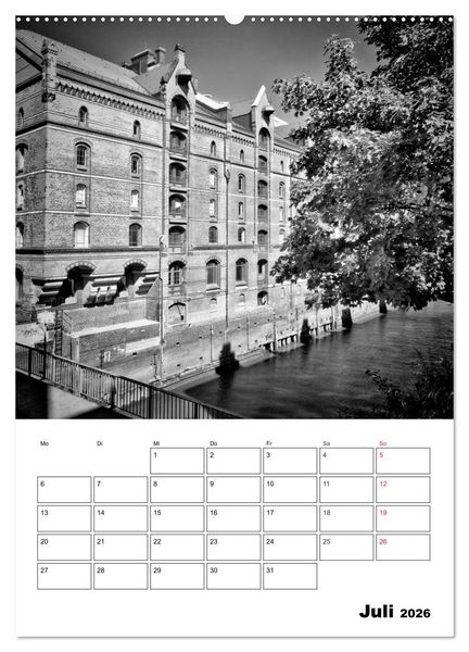 Produktbild: HAMBURG Monochrome Ansichten (Wandkalender 2026 DIN A2 hoch), CALVENDO Monatskalender