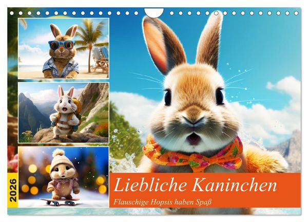 Produktbild: Liebliche Kaninchen. Flauschige Hopsis haben Spa&szlig; (Wandkalender 2026 DIN A4 quer), CALVENDO Monatskalender