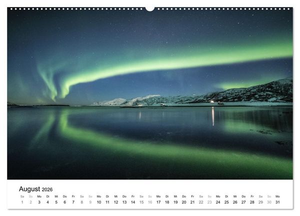 Produktbild: Nordlichter - Farbenspiel am arktischen Nachthimmel (hochwertiger Premium Wandkalender 2026 DIN A2 quer), Kunstdruck in Hochglanz