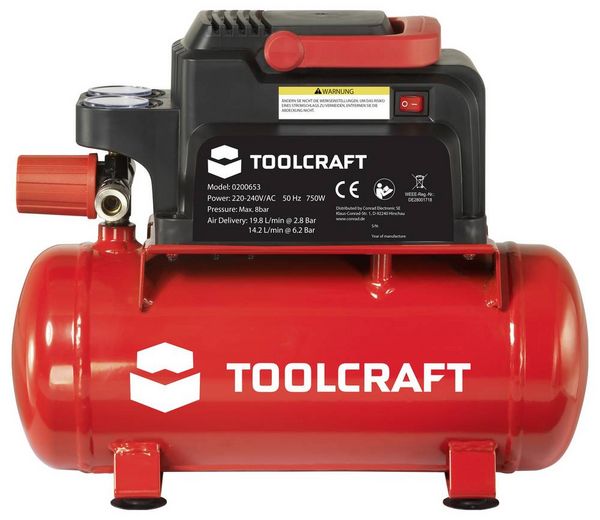 Produktbild: TOOLCRAFT Druckluft-Kompressor 6l 8 bar
