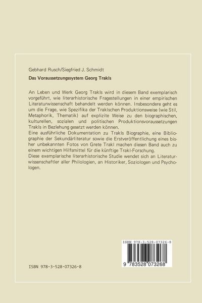 Produktbild: Das Voraussetzungssystem Georg Trakls