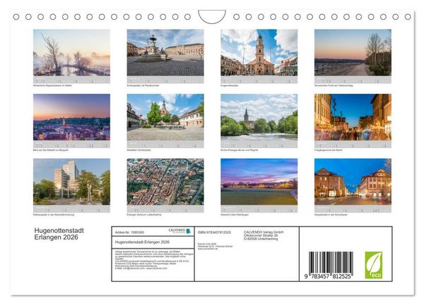 Produktbild: Hugenottenstadt Erlangen 2026 (Wandkalender 2026 DIN A4 quer), CALVENDO Monatskalender