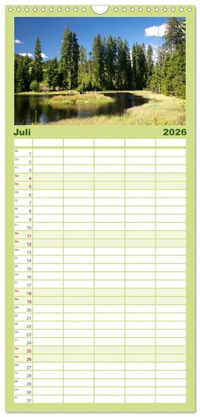 Produktbild: Familienplaner 2026 - Bayerischer Wald - der Osten Bayerns mit 5 Spalten (Wandkalender, 21 x 45 cm) CALVENDO