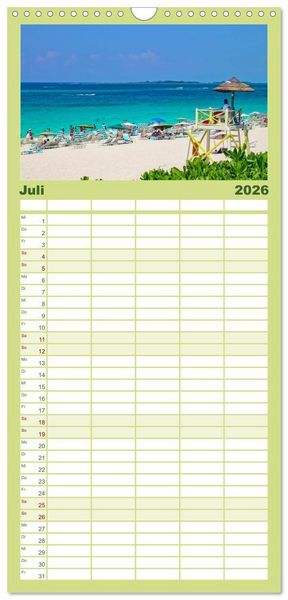 Produktbild: Familienplaner 2026 - Die Westindischen Inseln - Bahamas mit 5 Spalten (Wandkalender, 21 x 45 cm) CALVENDO