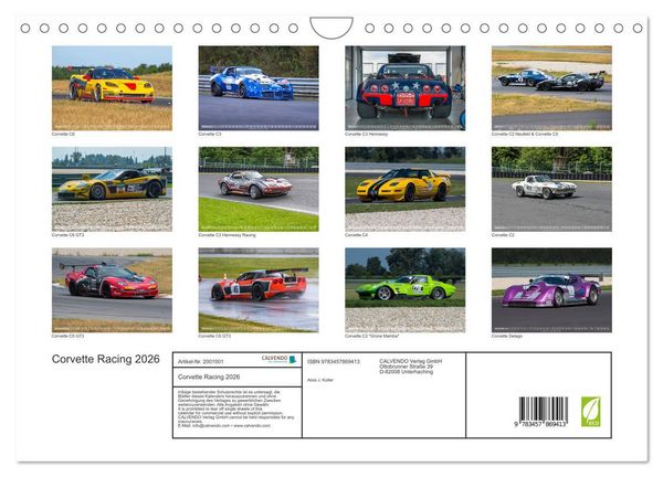 Produktbild: Corvette Racing 2026 (Wandkalender 2026 DIN A4 quer), CALVENDO Monatskalender