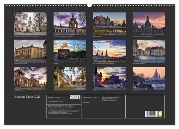 Produktbild: Dresden Bilder 2026 (Wandkalender 2026 DIN A2 quer), CALVENDO Monatskalender