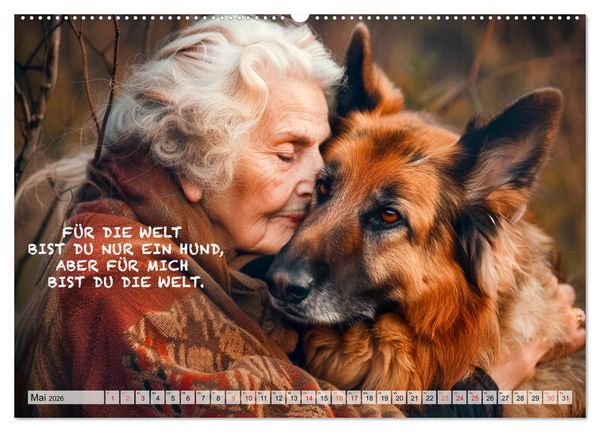 Produktbild: Hunde und ber&uuml;hrende Spr&uuml;che (Wandkalender 2026 DIN A2 quer), CALVENDO Monatskalender