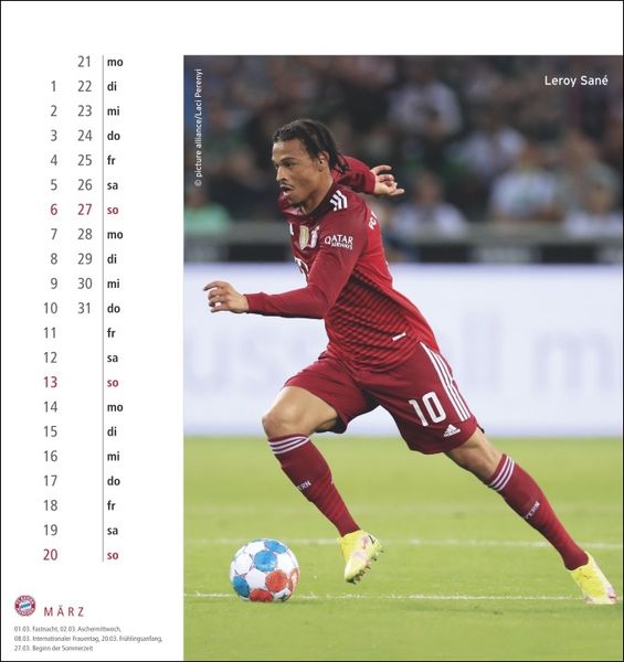 FC Bayern München Postkartenkalender 2023. Monats-Tischkalender zum Aufstellen mit den Stars des FC Bayern. Ein kleiner Fotokalender mit Postkarten z