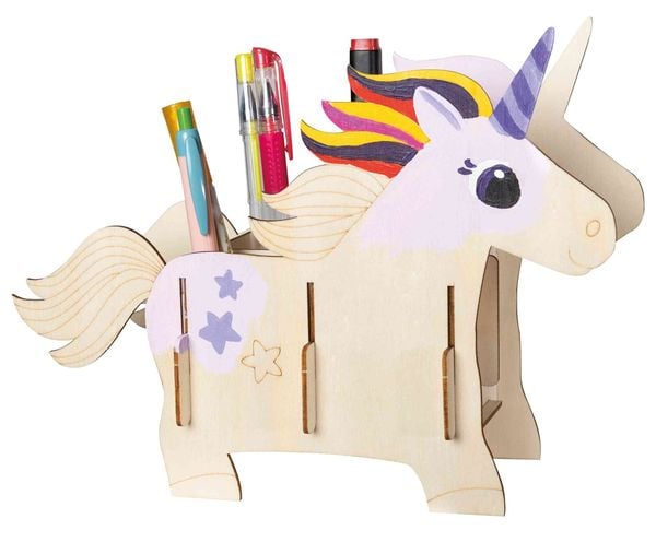 Produktbild: PEBARO 477/1 - Holzbausatz Stiftehalter Einhorn, Laser cut Bastelset