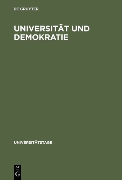 Produktbild: Universit&auml;t und Demokratie