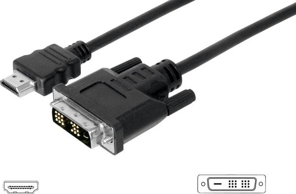 Digitus HDMI / DVI Adapterkabel HDMI-A Stecker, DVI-D 18+1pol. Stecker 5.00 m Schwarz AK-330300-050-S schraubbar HDMI-Ka