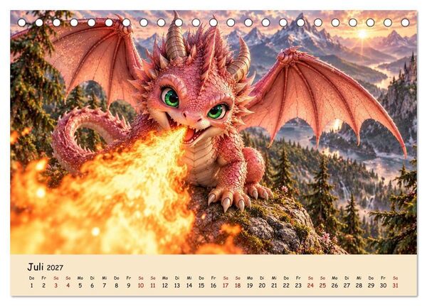 Produktbild: Kleine Fantasiedrachen und ihre Abenteuer (Tischkalender 2027 DIN A5 quer), CALVENDO Monatskalender
