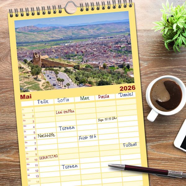 Produktbild: Familienplaner 2026 - Faszinierendes Marokko mit 5 Spalten (Wandkalender, 21 x 45 cm) CALVENDO