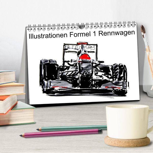 Produktbild: Illustrationen Formel 1 Rennwagen (Tischkalender 2026 DIN A5 quer), CALVENDO Monatskalender