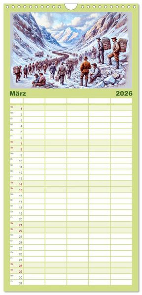 Produktbild: Familienplaner 2026 - Auf den Spuren des Goldes - Vom Goldrausch am Yukon River mit 5 Spalten (Wandkalender, 21 x 45 cm) CALVENDO