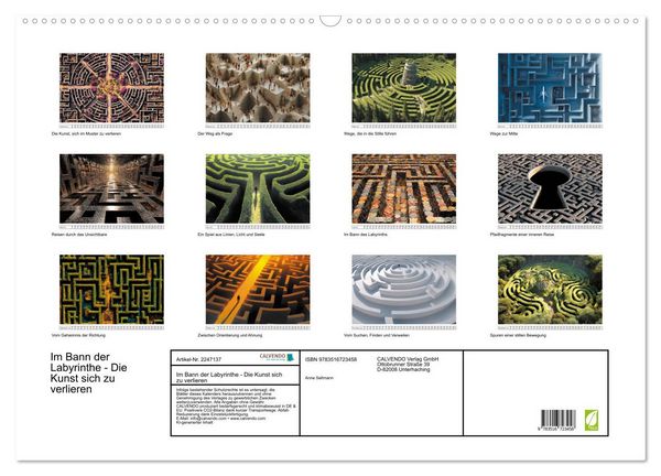 Produktbild: Im Bann der Labyrinthe - Die Kunst sich zu verlieren (Wandkalender 2026 DIN A2 quer), CALVENDO Monatskalender