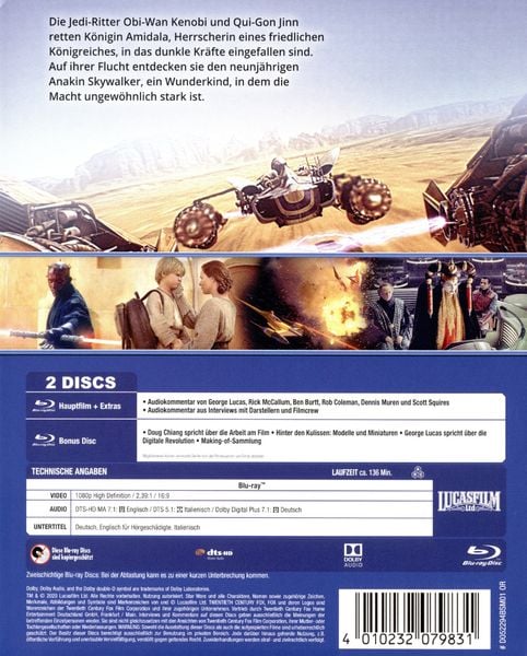 Produktbild: Star Wars Episode 1 - Dunkle Bedrohung (+ Bonus-Blu-ray)