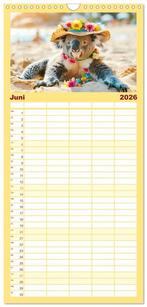 Produktbild: Familienplaner 2026 - Koalas im Modefieber. Flauschig und Chic beim Fotoshooting mit 5 Spalten (Wandkalender, 21 x 45 cm) CALVENDO