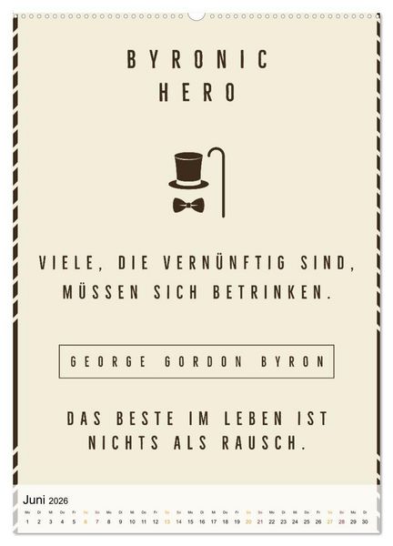 Produktbild: Dichter als Goethe - Der literarische Alkohol-Kalender (Wandkalender 2026 DIN A2 hoch), CALVENDO Monatskalender