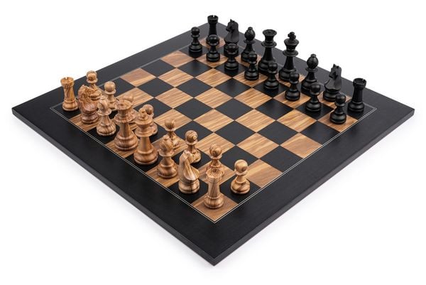 Produktbild: Schachset Schwarz Olive Deluxe, Feld 50 mm