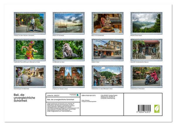 Produktbild: Bali, die unvergleichliche Sch&ouml;nheit (hochwertiger Premium Wandkalender 2026 DIN A2 quer), Kunstdruck in Hochglanz
