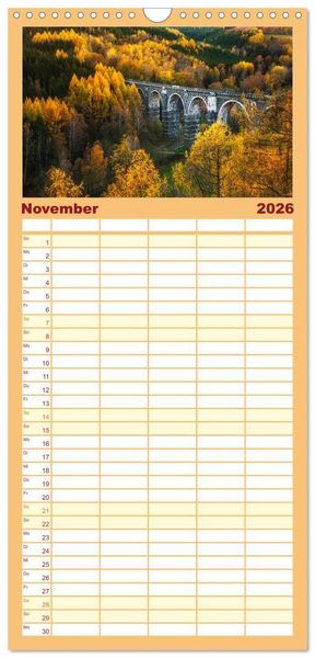 Produktbild: Familienplaner 2026 - Stimmungsvolle Landschaften in Sachsen mit 5 Spalten (Wandkalender, 21 x 45 cm) CALVENDO