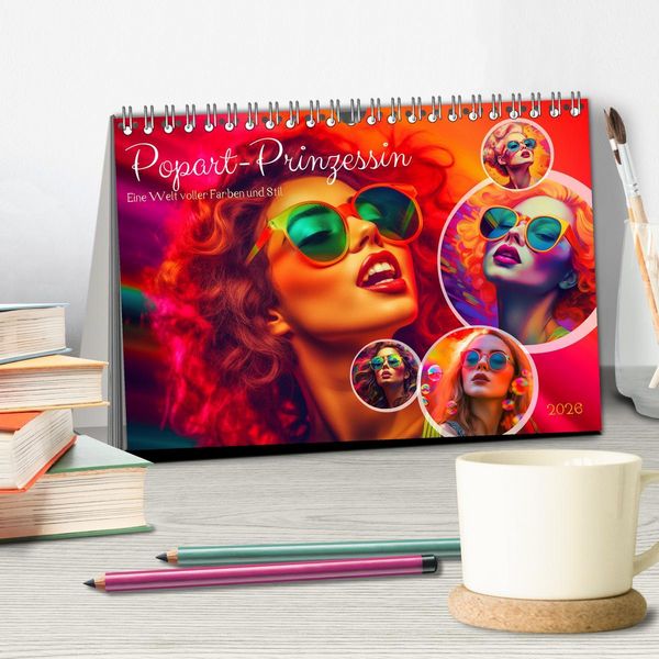 Produktbild: Popart Prinzessin (Tischkalender 2026 DIN A5 quer), CALVENDO Monatskalender