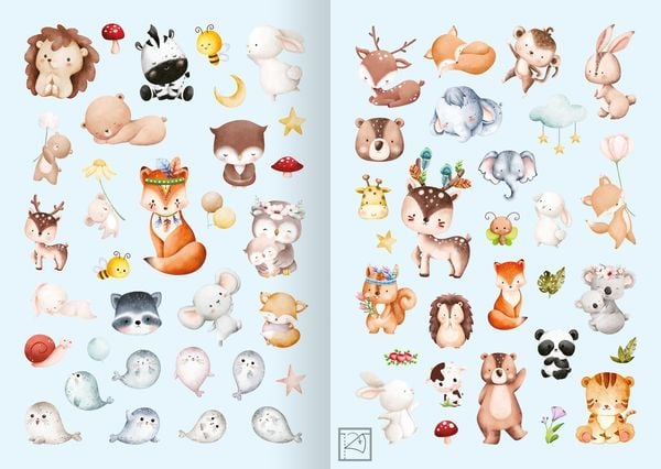 Produktbild: Meine Aquarell-Sticker &ndash; Tierkinder