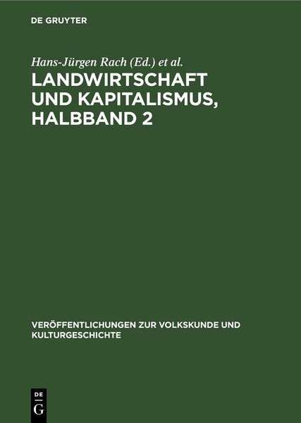 Produktbild: Landwirtschaft und Kapitalismus, Halbband 2