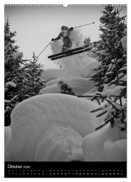 Produktbild: Monochrome Ski (Wandkalender 2026 DIN A2 hoch), CALVENDO Monatskalender