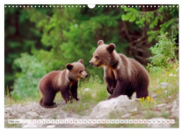 Produktbild: TIERKINDER Abenteuer Wildnis (Wandkalender 2026 DIN A3 quer), CALVENDO Monatskalender