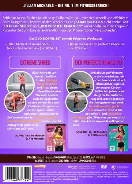Produktbild: Fitness-Doppelpack mit Jillian Michaels - Der perfekte Knack-Po / Extreme Shred [2 DVDs]