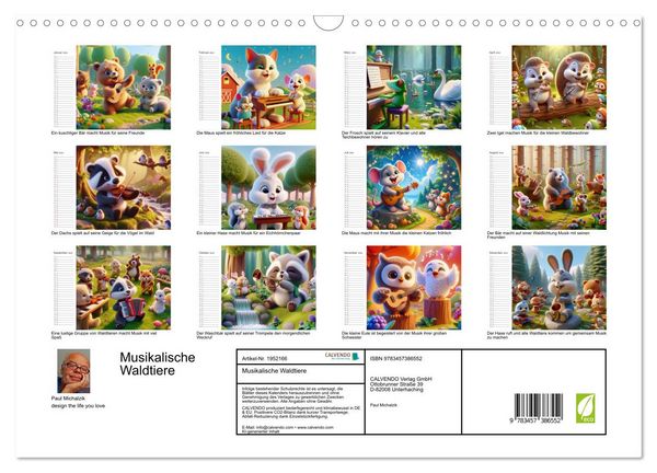Produktbild: Musikalische Waldtiere (Wandkalender 2026 DIN A3 quer), CALVENDO Monatskalender