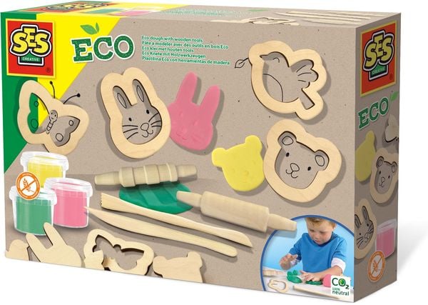 SES Creative - Eco Knete mit Holzwerkzeugen