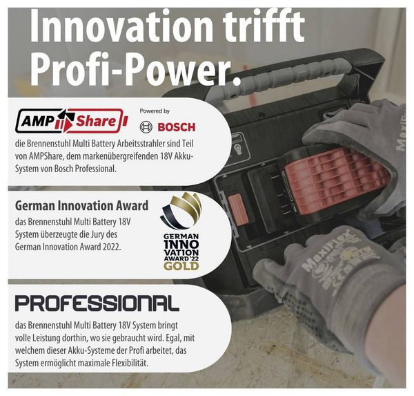 Produktbild: Brennenstuhl Multi Battery 3000 MA Akku-Baustrahler 27 W 3150 lm Tageslichtwei&szlig; 1173700007